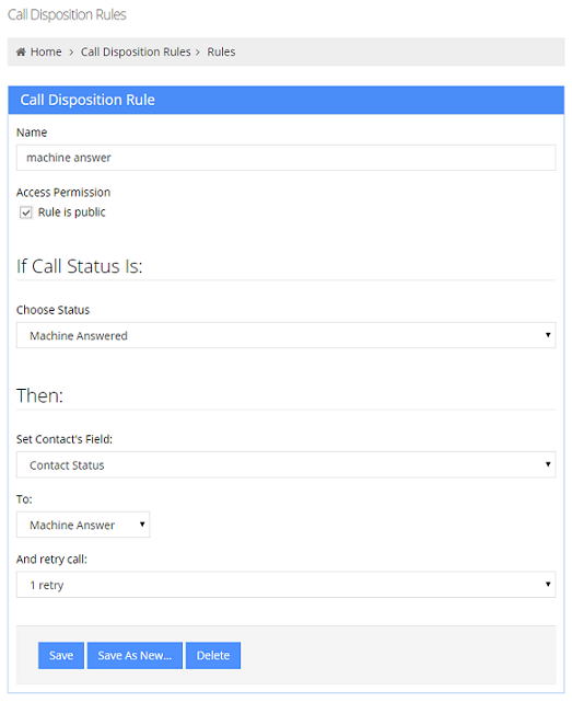 Auto Dialer Campaign call disposition rules Set up automatic call disposition rules for Auto Dialer