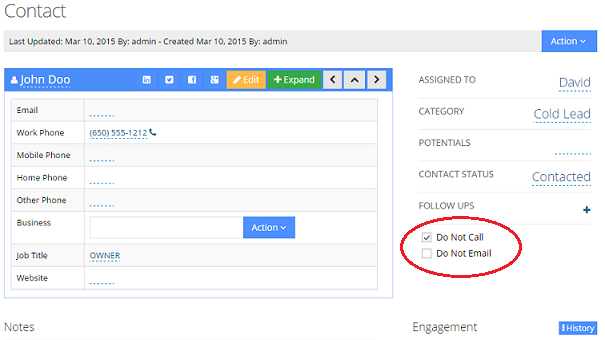 Set Do Not Call for customers that do not want to be called Voicent CRM automatically managed do not call settings